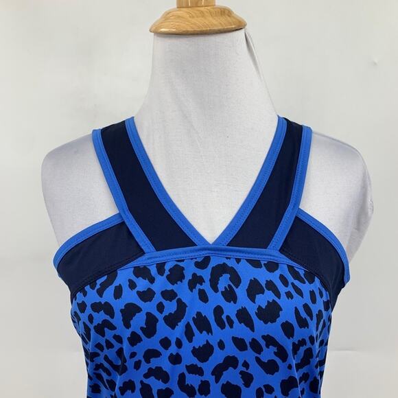 Tail Tank Top Womens S Small Blue Black Fall Giza Leopard Print V Neck Tennis - Picture 3 of 10